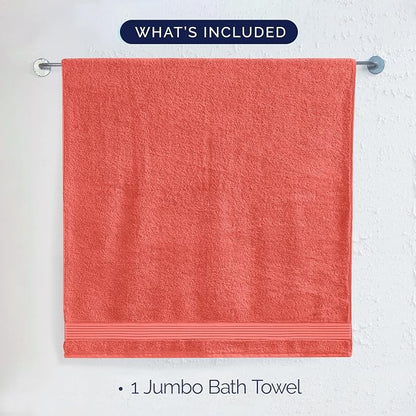 Elegant Comfort Premium Turkish Cotton 1 Piece Jumbo Bath Towel - 35 x 70 inch, Luxurious Hotel Spa Quality 100% Turkish Cotton Large Bath Towel - Highly Absorbent - Soft Bathroom Towel, Coral