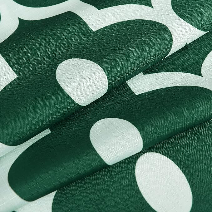 Fabric Modern Moroccan Shower Curtains for Bathroom-Hunter Green & White | 72"W x 72"L Textured Faux Linen Elegant Classic Bath Decor-Hotel Quality Transitional Geometric Washable & Breathable Cloth