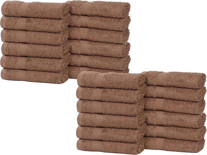 Superior 24-Piece Cotton Face Towel/Washcloth Set, Small Towels for Facial, Spa, Resort, Quick Wash, Gym, Resort, Bathroom Essentials, Master/Guest Bath Decor, Soft, Franklin Collection, Latte