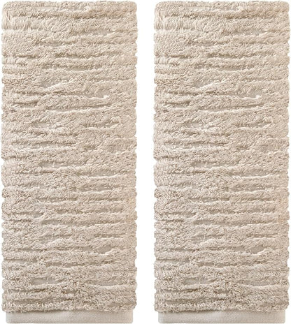SKL Home CloudSoft Hand Towel Set, 2-Piece, 100% Cotton Luxury, Oatmeal | Premium spa-level quality. 600 GSM weight. Ultra plush & absorbent. For use in the bathroom, kitchen, bar or any sink space.