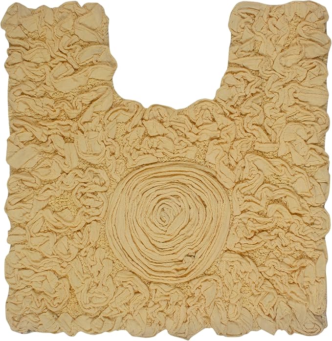 Home Weavers Bell Flower Collection 100% Cotton Tufted Bath Rugs, Extra Soft and Absorbent Bath Rugs, Non-Slip Bath Mats, Machine Washable, Bath Mats for Bathroom Floor, 20"x20" Contour, Yellow