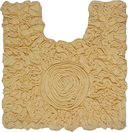 Home Weavers Bell Flower Collection 100% Cotton Tufted Bath Rugs, Extra Soft and Absorbent Bath Rugs, Non-Slip Bath Mats, Machine Washable, Bath Mats for Bathroom Floor, 20"x20" Contour, Yellow