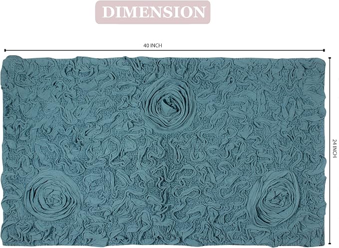 Home Weavers Bell Flower Collection 100% Cotton Tufted Bath Rugs, Extra Soft and Absorbent Bath Rugs, Non-Slip Bath Mats, Machine Washable, Bath Mats for Bathroom Floor, 24"x40" Rectangle, Blue
