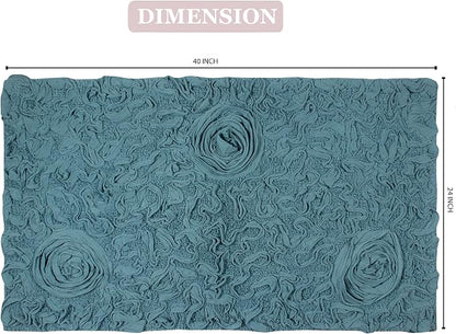 Home Weavers Bell Flower Collection 100% Cotton Tufted Bath Rugs, Extra Soft and Absorbent Bath Rugs, Non-Slip Bath Mats, Machine Washable, Bath Mats for Bathroom Floor, 24"x40" Rectangle, Blue