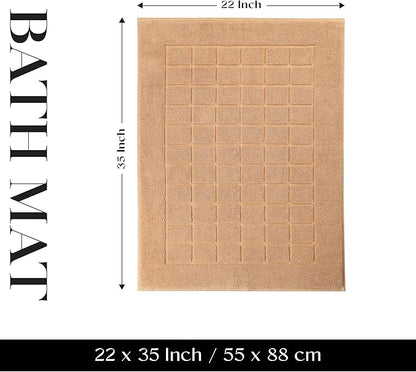 Superior 100% Cotton Bathmat Set, Bath Mats, Bathroom Decor, Shower, Bathtub Essentials, Home Accessories, Small Washable Rug, No Backing, Heavyweight, Nora Collection, Set of 2, 22" x 35", Rust