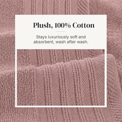 Modern Threads 6 Piece Cotton Bath Towel Set – Ultra Soft 550 GSM Towels – Bathroom Set with Hand Towels and Washcloths – Geometric (Blush)