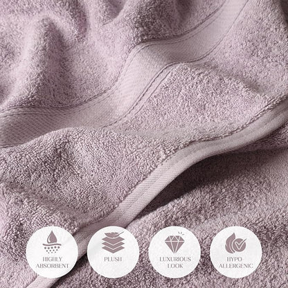 SUPERIOR Egyptian Cotton Ultra Plush & Absorbent, 3 Piece Set, Purple | Quick Dry, Soft Luxury Towel Set, Bath Essentials, Guest Bath, Spa, 1 Bath, 1 Hand, 1 Face Towels, Madeline Towels