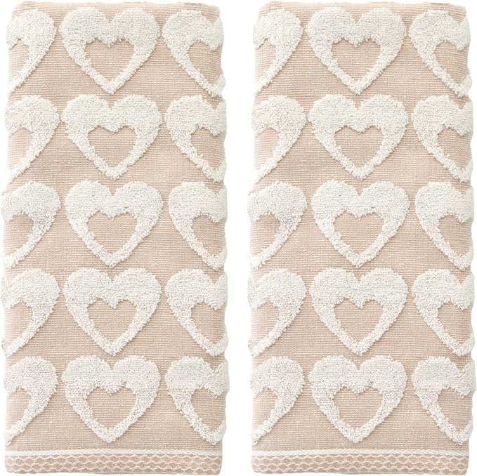 SKL Home Faithful Words Hand Towel Set-2pc, 100% Cotton Jacquard, Blue | Plush & absorbent terry. Pattern colors reverse on back side. For use in the bathroom, kitchen, or any sink space.