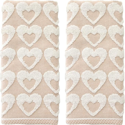 SKL Home Faithful Words Hand Towel Set-2pc, 100% Cotton Jacquard, Blue | Plush & absorbent terry. Pattern colors reverse on back side. For use in the bathroom, kitchen, or any sink space.