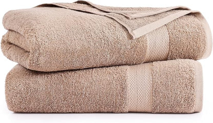LANE LINEN Large Bath Sheet Set Oversized Soft Absorbent Quick Dry - Taupe | Bath Sheets Set - OEKO-TEX Certified, Ring-Spun Durability, Generously Sized, Oversized & Roomy, Lightweight & Breathable