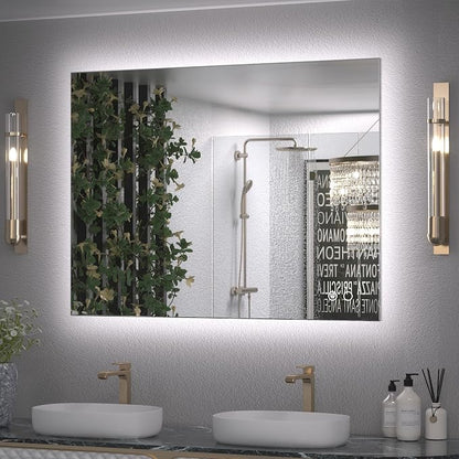 Keonjinn 40 x 30 Inch Backlit Mirror, Bathroom Mirror with Lights Dimmable | 6000K Bright Daylight, Adjustable Brightness, Anti-Fog, Safety Tempered Mirror, Waterproof, Mounted Vertically/Horizontally