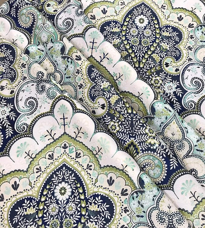 Serafina Home Hotel Quality Fabric Bathroom Shower Curtain: Floral Paisley Moroccan Damask (72 x 70 inches)