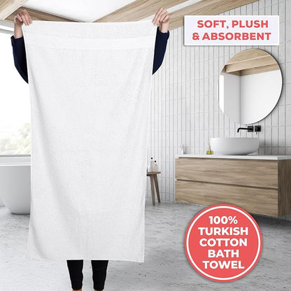 100% Turkish Cotton 3 Pcs Bath Towel Set, Luxury Bath Towels for Bathroom, Soft & Absorbent Bathroom Towels Set (1 Bathtowel, 1 Hand Towel, 1 Washcloth)- White