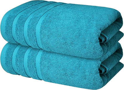 Infinitee Xclusives 100% Ring-Spun Cotton Bath Towels for Bathroom - Pack 2 | Luxury Super Soft, Absorbent & Quick-Drying |27x54 inches| Large Bathroom Towels Set |600 GSM| Gym, Shower, Spa & Hotel Use