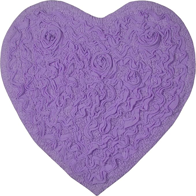 Home Weavers Bell Flower Collection 100% Cotton Tufted Bath Rugs, Extra Soft and Absorbent Bath Rugs, Non-Slip Bath Mats, Machine Washable, Bath Mats for Bathroom Floor and Tub, 25"x25" Heart, Purple