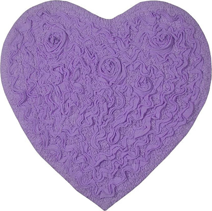 Home Weavers Bell Flower Collection 100% Cotton Tufted Bath Rugs, Extra Soft and Absorbent Bath Rugs, Non-Slip Bath Mats, Machine Washable, Bath Mats for Bathroom Floor and Tub, 25"x25" Heart, Purple