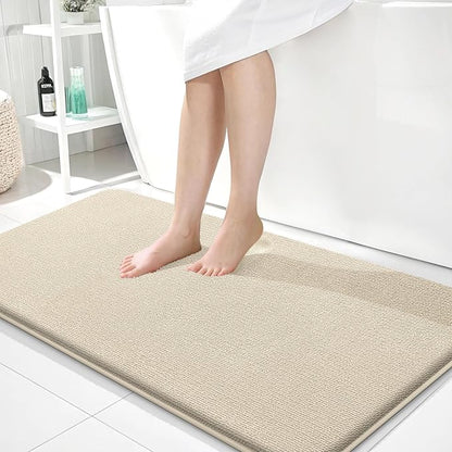OLANLY Memory Foam Bathroom Runner Rug 44x24, Absorbent Long Bath Mat, Sand | Soft Quick Dry Bath Rugs, Non-Slip Carpet, Machine Washable Mat for Bathroom Floor, Tub and Shower, Home Decor Accessories