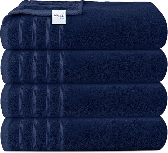 Avalon Towels Bath Towels Set of 4, Size 30 x 60 Inches - 60% Cotton, 40% Viscose Made from Bamboo, Soft and Absorbent, Thin and Quick Drying, Lightweight, Perfect for Daily Use