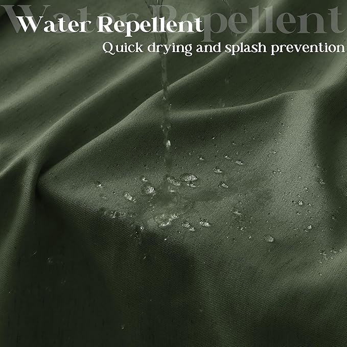 Olive Green Shower Curtain for Bathroom Water Repellent 72x84 Inch | Extra Long XLong Tall, Linen Shower Curtains 84 Inches Long, Boho Farmhouse Country, Dark Green, Bath Drapes, with Hooks
