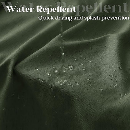 Olive Green Shower Curtain for Bathroom Water Repellent 72x84 Inch | Extra Long XLong Tall, Linen Shower Curtains 84 Inches Long, Boho Farmhouse Country, Dark Green, Bath Drapes, with Hooks