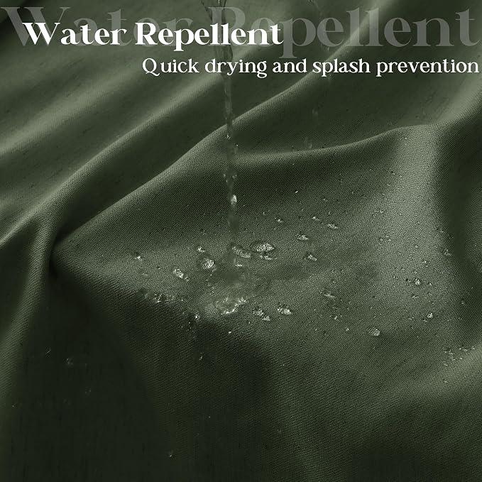 Olive Green Shower Curtain for Bathroom Water Repellent 72x80 Inch | Linen, Boho Farmhouse, Shower Curtains 80 Inches Long, Spring Decor, Hotel Bathtub, Extra Long Drapes Set with Hooks