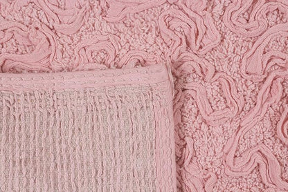 Home Weavers Bell Flower Toilet Tank Lid Cover – 10"x22", 100% Cotton, Tufted, Soft & Absorbent, Non-Slip, Machine Washable Bathroom Décor, Pink