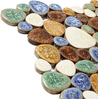 Matte Pebble Tiles for Shower Floor Mosaic Tile for Bathroom Wall Backsplash Floor Non Slip [5 Sheets]