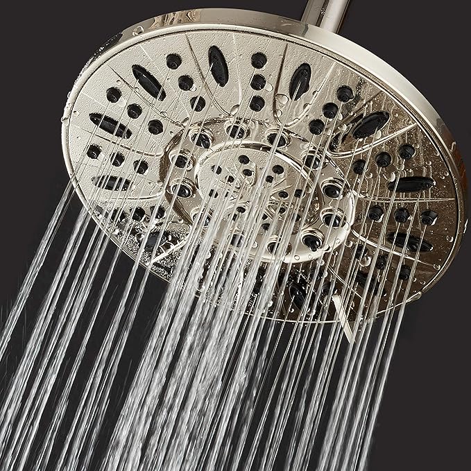 AquaDance Brushed Nickel High Pressure 6-Setting 7" Rain Shower Head – Angle Adjustable, Anti-Clog Showerhead Jets, Tool-Free Installation-USA Standard Certified-Top U.S. Brand – 1.8 GPM