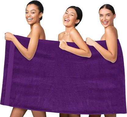 Elegant Comfort Premium Turkish Cotton 1 Piece Jumbo Bath Towel - 35 x 70 inch, Luxurious Hotel Spa Quality 100% Turkish Cotton Large Bath Towel - Highly Absorbent - Soft Bathroom Towel, Purple