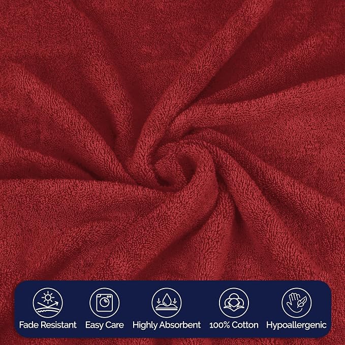 Elegant Comfort Premium Turkish Cotton 2 Pack Bath Towel Set - 27 x 54 inch, Luxurious Hotel Spa Quality 100% Turkish Cotton 2PC Bath Towel Set - Highly Absorbent - Soft Bathroom Towels, Burgundy