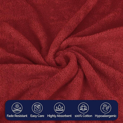 Elegant Comfort Premium Turkish Cotton 2 Pack Bath Towel Set - 27 x 54 inch, Luxurious Hotel Spa Quality 100% Turkish Cotton 2PC Bath Towel Set - Highly Absorbent - Soft Bathroom Towels, Burgundy