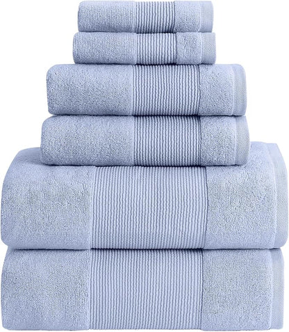 Modern Threads Air Cloud 6-Piece Towel Set - 100% Zero-Twist Cotton, 500 GSM, Quick Dry & Plush, Blue