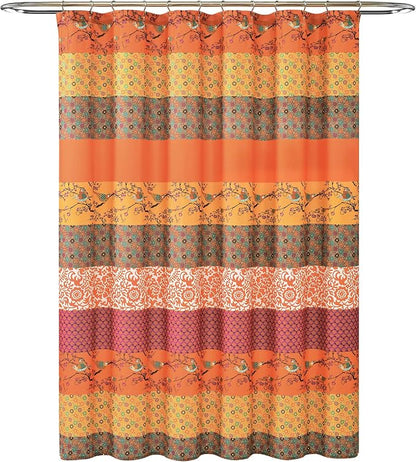 Lush Decor Royal Empire Shower Curtain, 72" W x 72" L, Tangerine - Striped Shower Curtain - Orange Bathroom Curtain - Boho Decor - Fabric Shower Curtains
