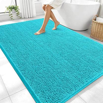 OLANLY Large Bathroom Rugs 70x46, Extra Soft Absorbent Chenille Bath Rugs | Aqua Sky, Quick-Drying Rubber Backing, Machine Washable Bath Mat for Bathroom Floor, Tub and Shower, Home Decor Accessories