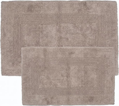 Bathroom Rugs - 2-Piece Cotton Bathroom Mat Set - Machine Washable Bath Mats for Washroom, Kitchen, or Laundry Room by Lavish Home (Taupe)