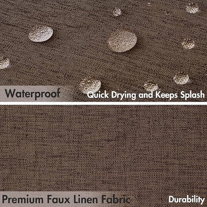 MIULEE 72"x84" Extra Long Scalloped Linen Shower Curtain Brown | Linen Textured, Waterproof, Washable, 12 Metal Hooks, Heavy Duty Cloth, Black Border, Shower Curtain for Bathroom Bathtub