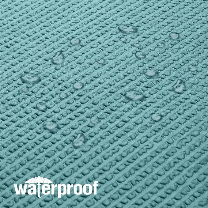 Extra Long Turquoise Shower Curtain 72 x 96 Inch, 3D Embossed Texture Fabric Bathroom Shower Curtain, Large Hotel Bath Curtain with 12 Holes, Washable Cloth Shower Curtains