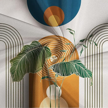 Boho Shower Curtain for Bathroom Modern Mid Century Plant Palm Leaves Bath Curtain Modern Minimalist Geometric Arch Bath Decor Waterproof Polyester Fabric Curtains Set 72x84 inch