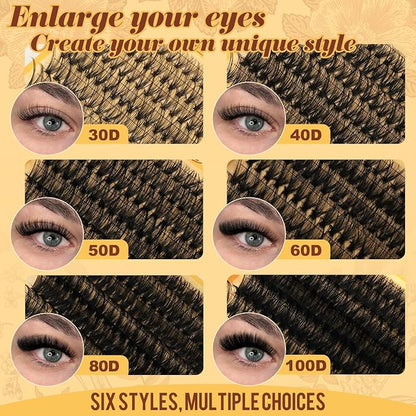 QUEWEL 580PCS Eyelash Clusters 30D+40D+50D+60D+80D+100D Wispy Lash Clusters | 10-18mm Cluster Lashes Individual Lashes Clusters Reusable for Natural DIY Cluster Eyelash Extensions for Beginners