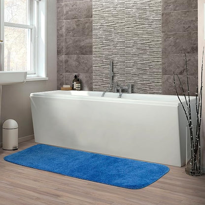 Garland Rug Traditional Nylon Washable Electric Blue 22" X 60" Bath Rug - Soft, Absorbent, and Stylish for Your Bathroom