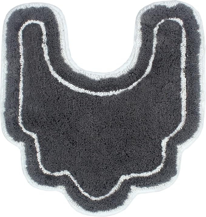 Home Weavers Allure Collection s U Shaped,Extra Thick, Non-Slip Contour Mat for Bathroom,100% Cotton Soft, Absorbent Water, Machine Washable, 20 Inch U Shaped Rug, Dark Grey