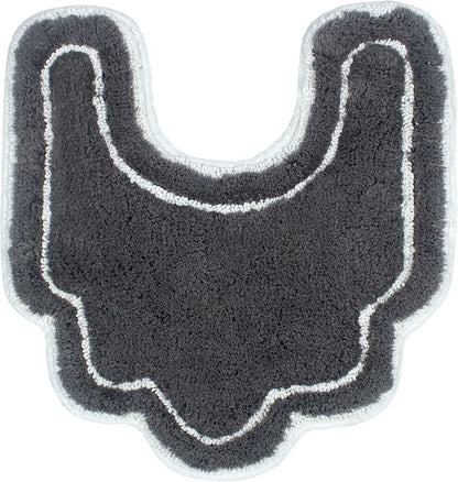 Home Weavers Allure Collection s U Shaped,Extra Thick, Non-Slip Contour Mat for Bathroom,100% Cotton Soft, Absorbent Water, Machine Washable, 20 Inch U Shaped Rug, Dark Grey