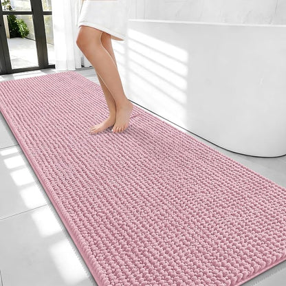 OLANLY Thick Chenille Bathroom Runner Rugs Mats 70x24, Dusty Rose | Soft Absorbent Bath Rugs, Rubber Backing, Machine Wash Dry, Bath Mats for Bathroom, Tub and Shower, Home Decor Accessories