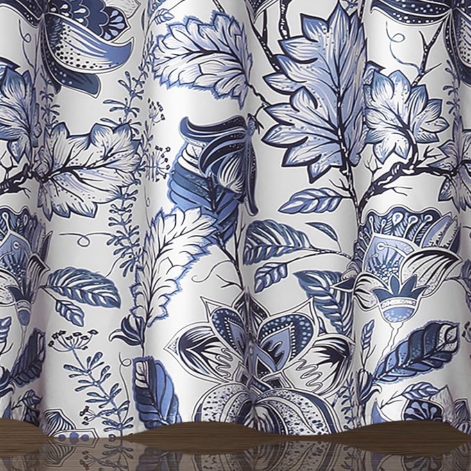 Lush Decor, Blue Cynthia Jacobean Shower Curtain-Fabric Floral Print Design,72 x 72