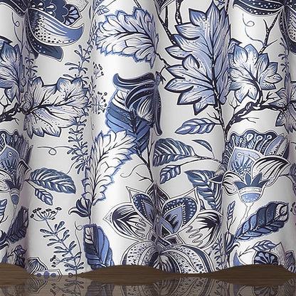 Lush Decor, Blue Cynthia Jacobean Shower Curtain-Fabric Floral Print Design,72 x 72