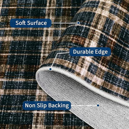 Washable Rug 6x9 Rugs for Living Room Modern Bedroom Rug Large Area Rug Non Slip Throw Rugs Soft Low Pile Stain Resistant Carpet for Classroom Dining Room 6'x9' Black&Brown