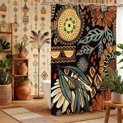 Boho 120GSM Premium Shower Curtain with 12PCS Hooks,72 x 72 Inch (4-Boho)