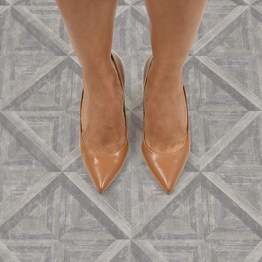 FloorPops FP3295 Townhouse Peel & Stick Floor Tiles, Grey