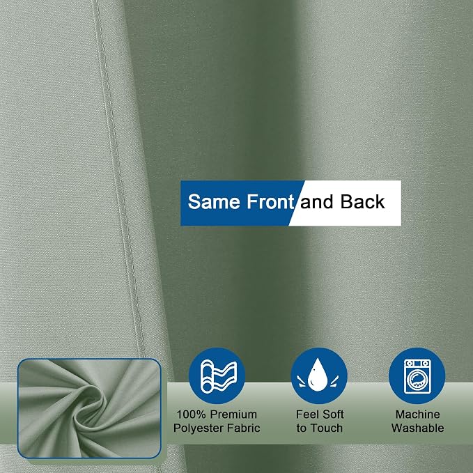 Zora Sage Green Shower Curtain for Bathroom, Fabric Shower Curtain Bath Decoration - Soft Cloth Hotel Spa Quality, Water Repellent, Modern Shower Curtain Set with 12 Hooks, Grommets Top, 72Wx72L