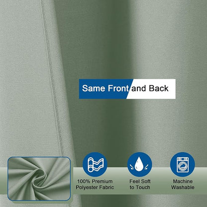 Zora 84 Inch Shower Curtain Set with 12 Plastic Hooks, Plain Fabric Sage Green Shower Curtain for Bathroom - Extra Long Shower Curtain, Water Resistance, Machine Washable Soft Cloth, 72WX84L